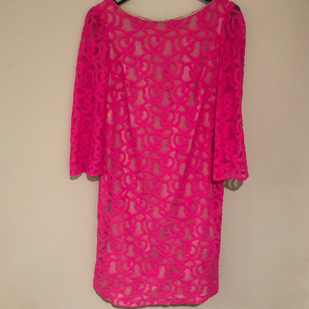 Nine West Hot Pink Lace Shift Dress Size 4